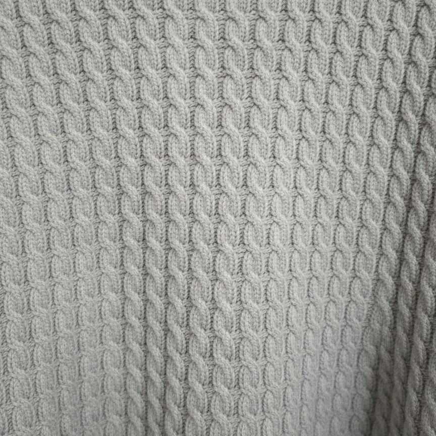 Authentic Atlas Cable Hand-Knitted Himalayan Cashmere Heather Gray Sweater