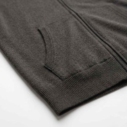 100% Undyed Cashmere Women's Zip Hoodie — Natural Melange, Chemical-Free