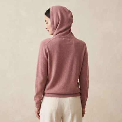 100% Cashmere Women's Zip Hoodie — 12-Gauge 2-Ply 16-Micron Himalayan Cashmere