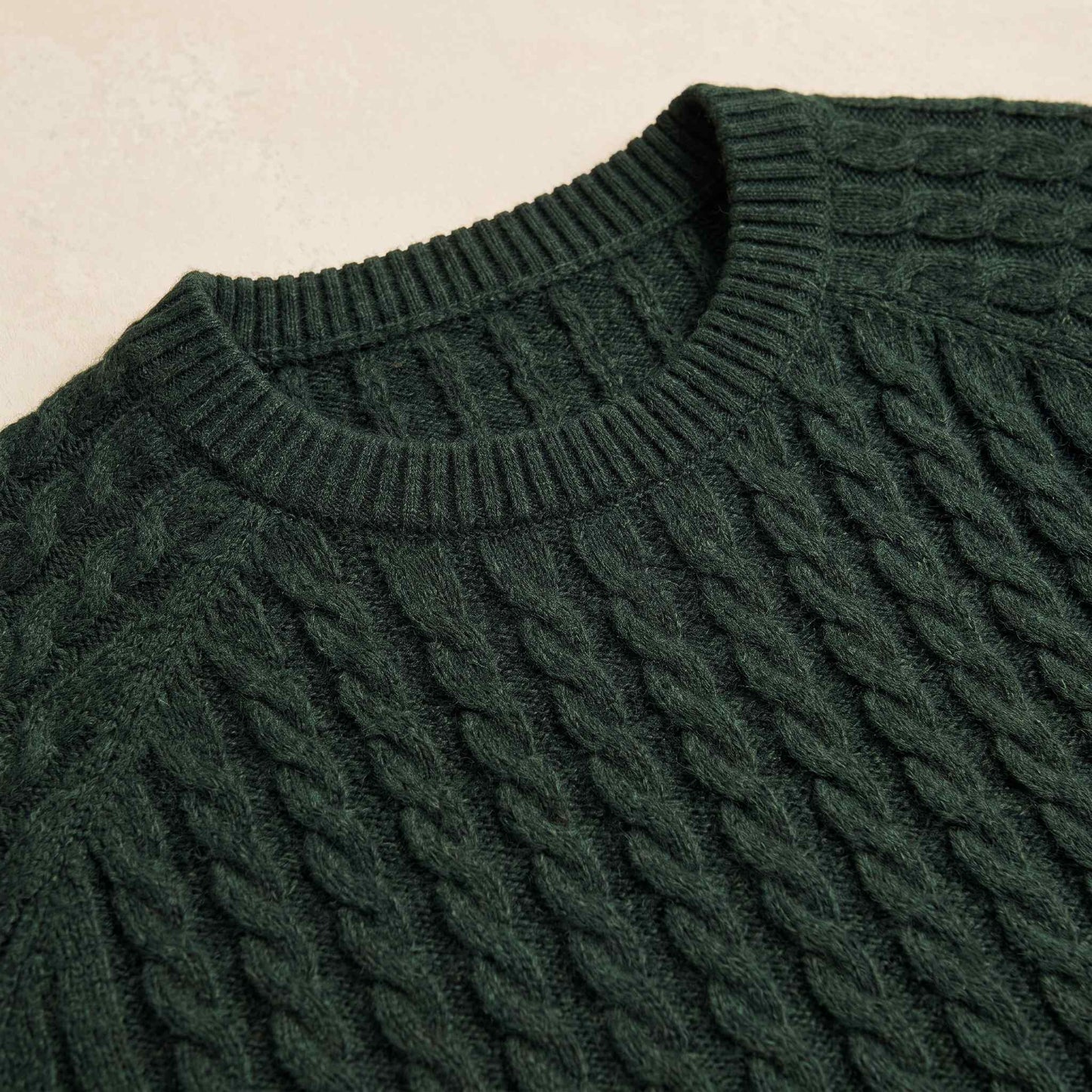 Men's cable-knit cashmere sweater, Atlas in Pine - view 5