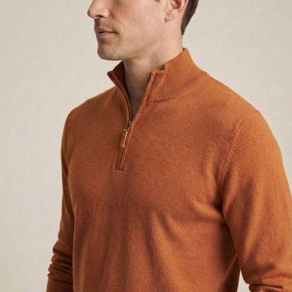 Premium Himalayan Cashmere Half-Zip Amber Men's Embrace Sweater