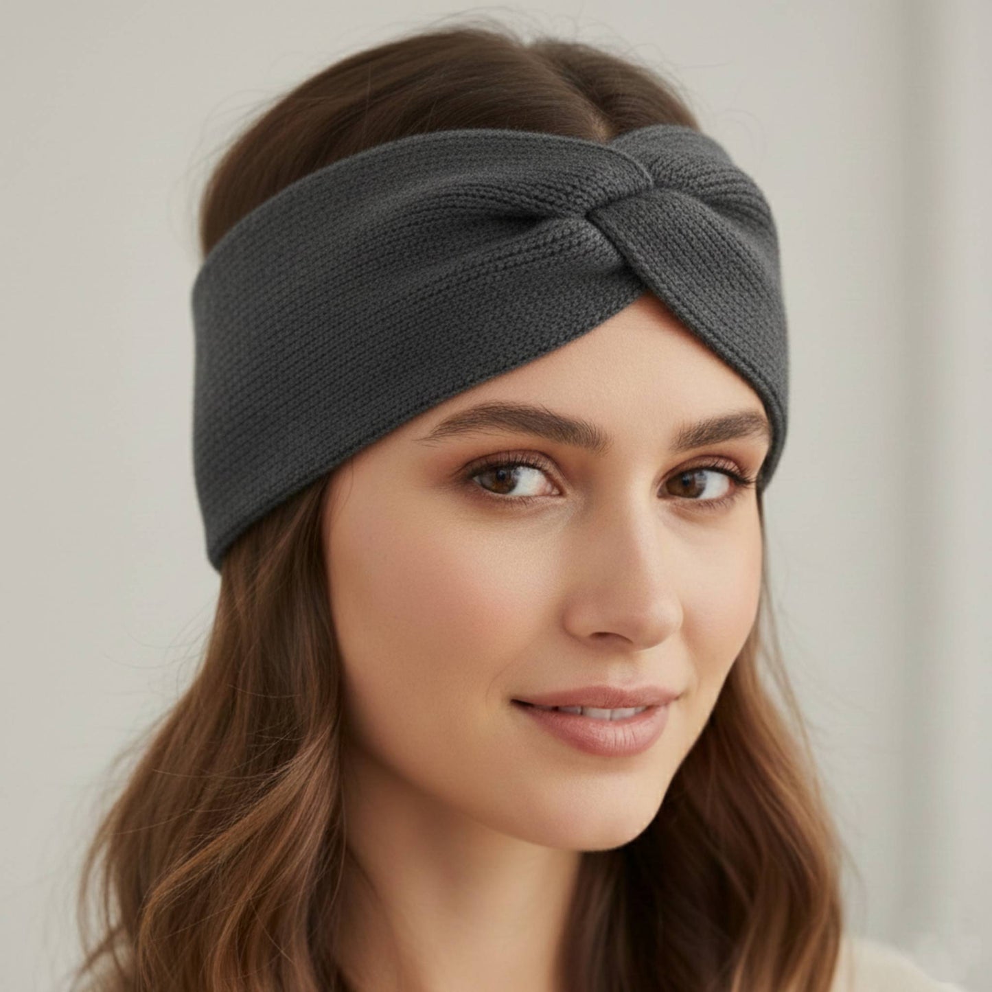 The Gomba Band | Twisted Front 100% Pure Cashmere Headband | 2-Ply 16 Micron Hand-Knit Ear Warmer