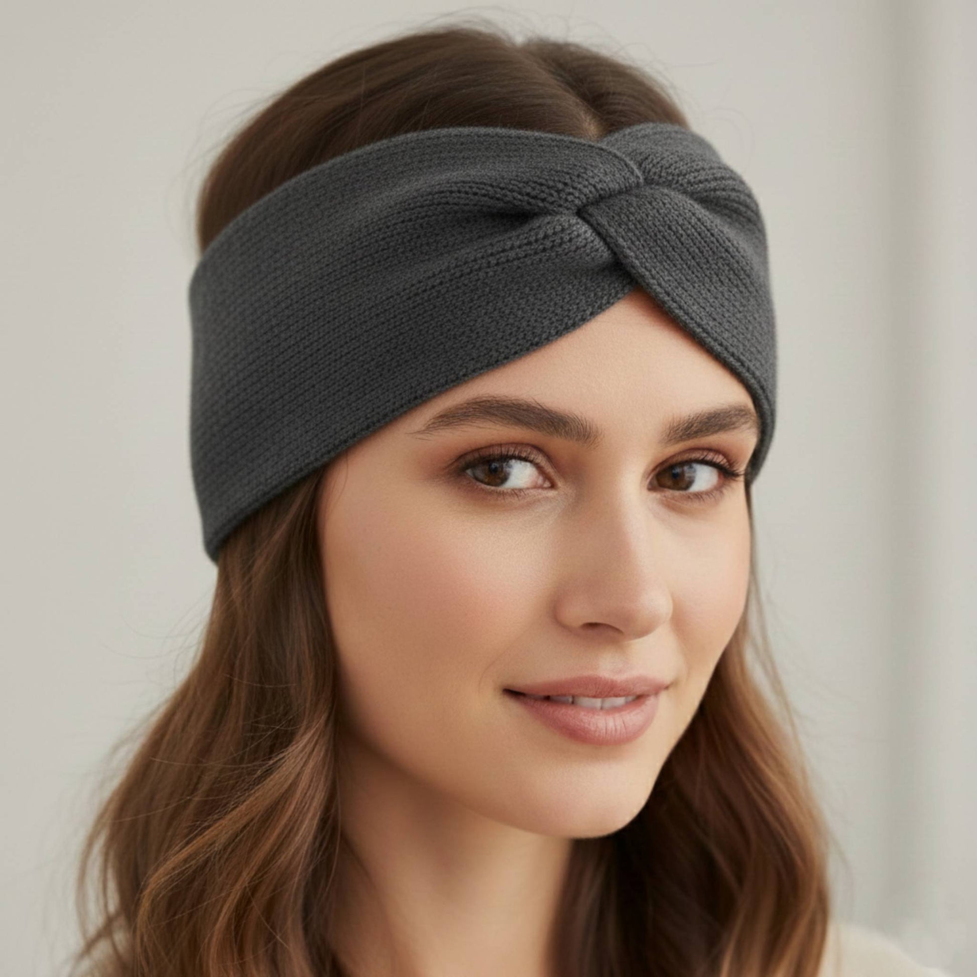 The Gomba Band | Twisted Front 100% Pure Cashmere Headband | 2-Ply 16 Micron Hand-Knit Ear Warmer