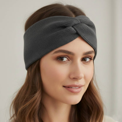The Gomba Band | Twisted Front 100% Pure Cashmere Headband | 2-Ply 16 Micron Hand-Knit Ear Warmer