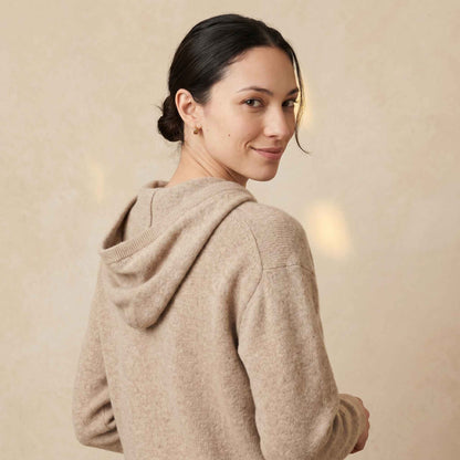 100% Undyed Cashmere Women's Hoodie — Chemical-Free Natural Chyangra Cashmere