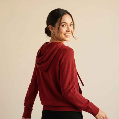 100% Cashmere Women's Pullover Hoodie — 2-Ply 16-Micron Himalayan Cashmere