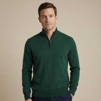 Pure Himalayan Cashmere Half-Zip | Men's Embrace Sweater Pine