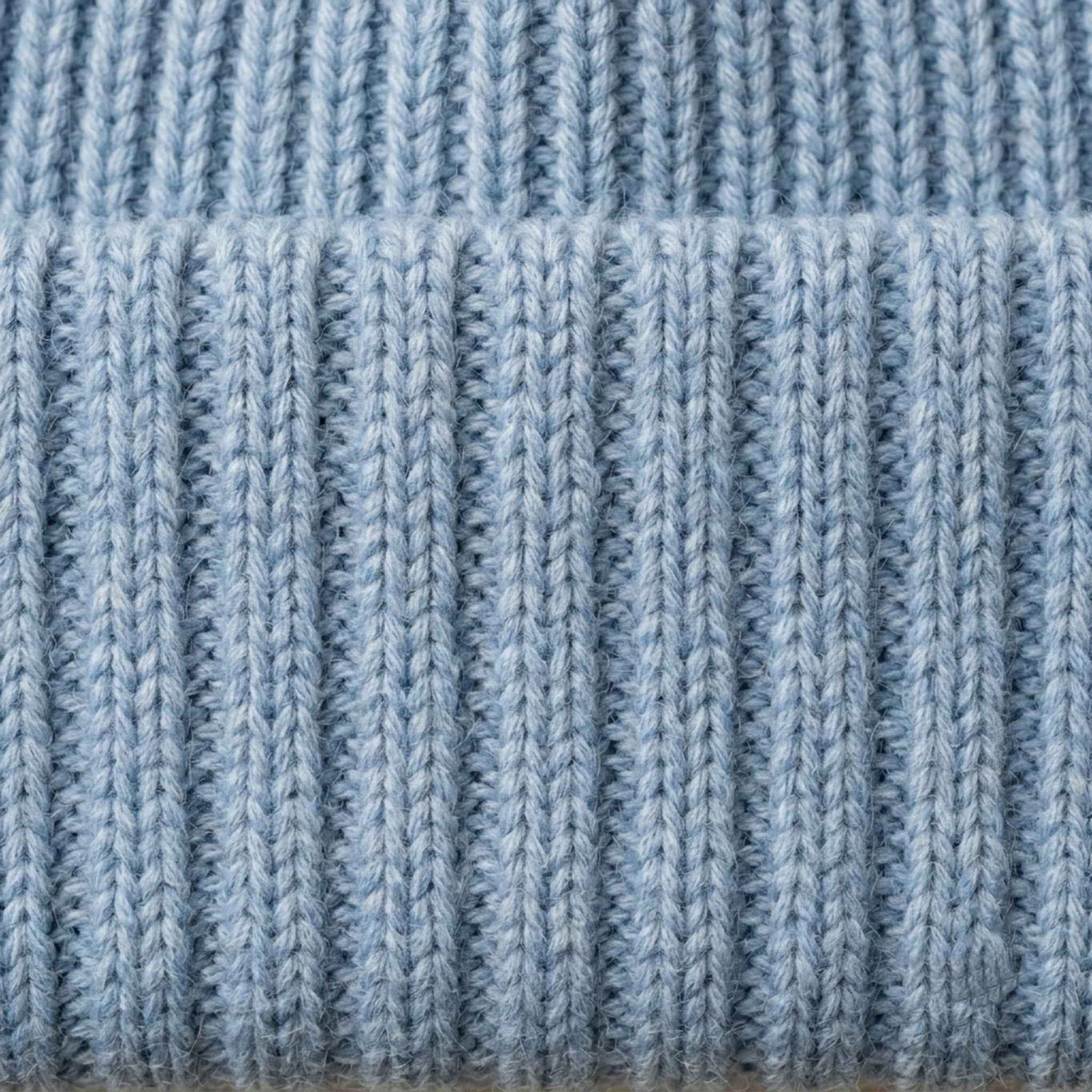 Men's hand-knit ribbed cashmere beanie, Noma in Sky Blue - view 5