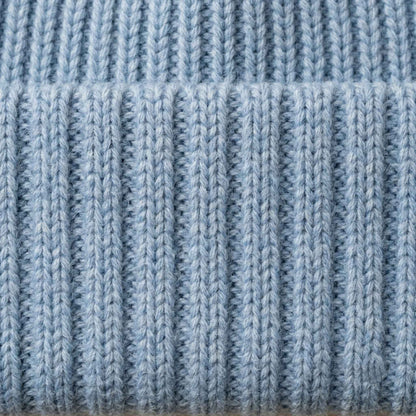 Men's hand-knit ribbed cashmere beanie, Noma in Sky Blue - view 5