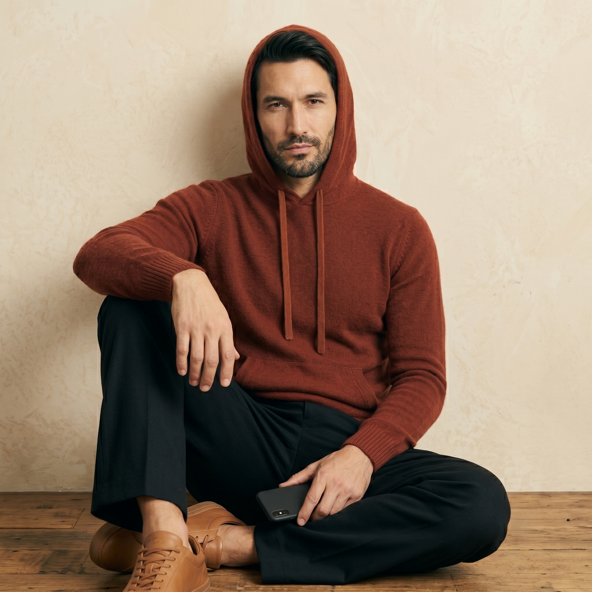 Mustang Himalayan Cashmere Hand-Finished Hoodie For Men