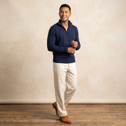 Men's cashmere half-zip sweater, Embrace in Dark Navy - view 5
