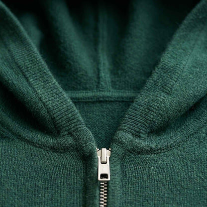 100% Cashmere Women's Zip Hoodie — 12-Gauge 2-Ply 16-Micron Himalayan Cashmere