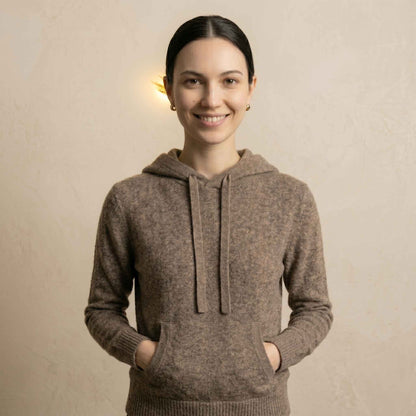 100% Undyed Cashmere Women's Hoodie — Chemical-Free Natural Chyangra Cashmere