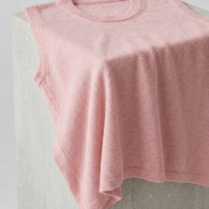 Pure Cashmere Sleeveless Shell Top | Crewneck Tank | Handcrafted in Nepal | Lumusae