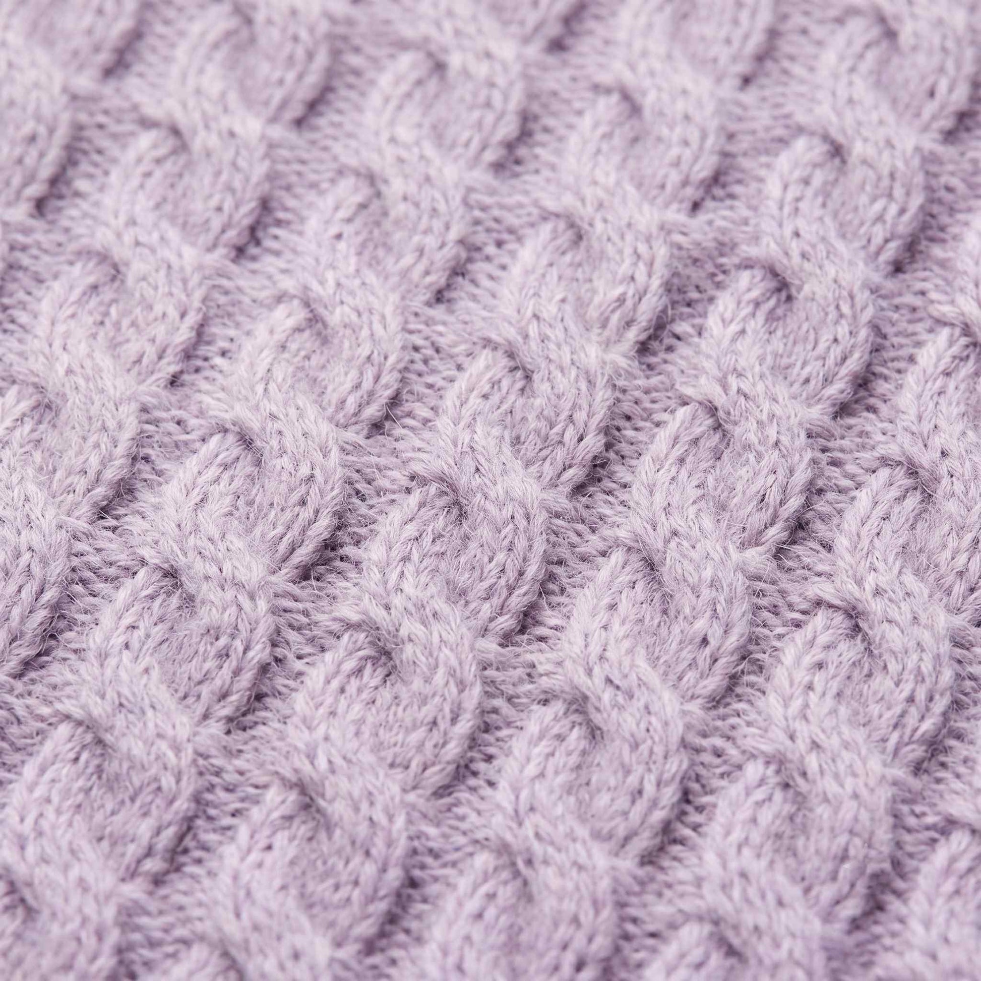 Women's cable-knit cashmere crewneck sweater, Grace in Lilac - view 2