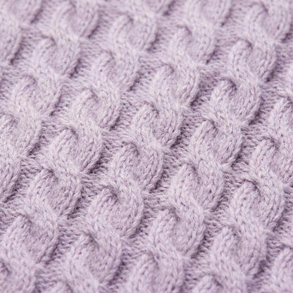 Women's cable-knit cashmere crewneck sweater, Grace in Lilac - view 2