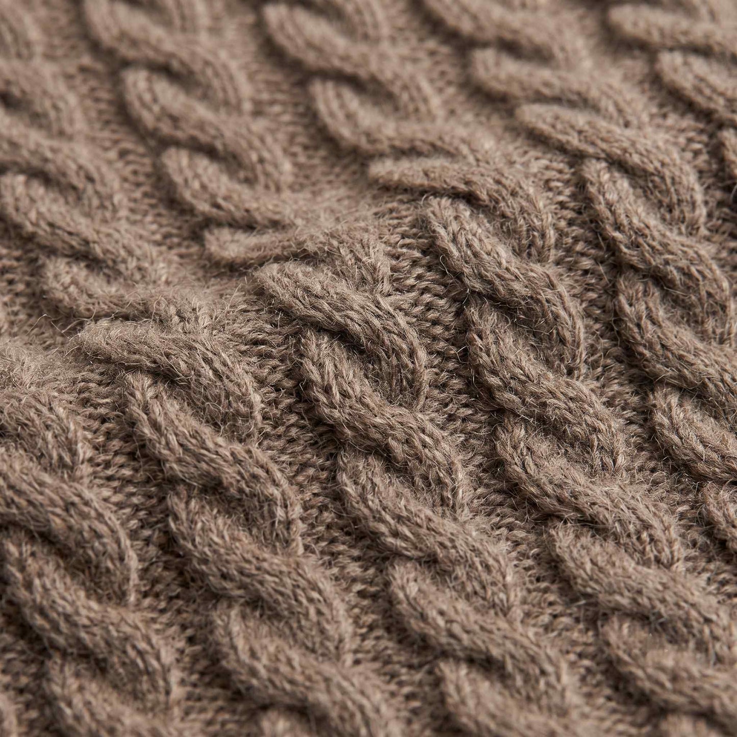 Women's cable-knit cashmere crewneck sweater, Grace in Brown - view 5