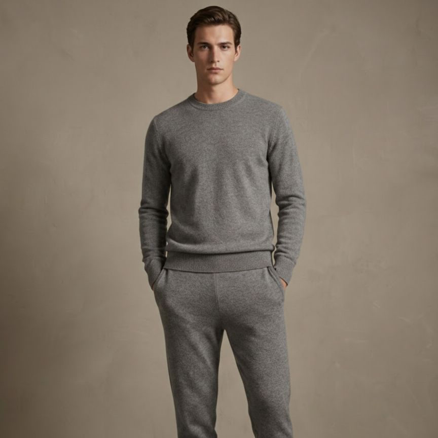 Mid Grey Melange The Zenith Natural Jogger | 100% Undyed Pure Himalayan Cashmere