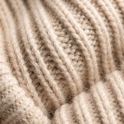 Men's hand-knit ribbed cashmere beanie, Noma in Off White - view 5