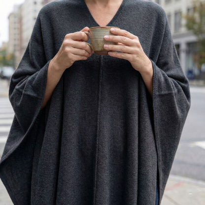 The V-Neck Poncho | 100% Undyed Pure Himalayan Cashmere