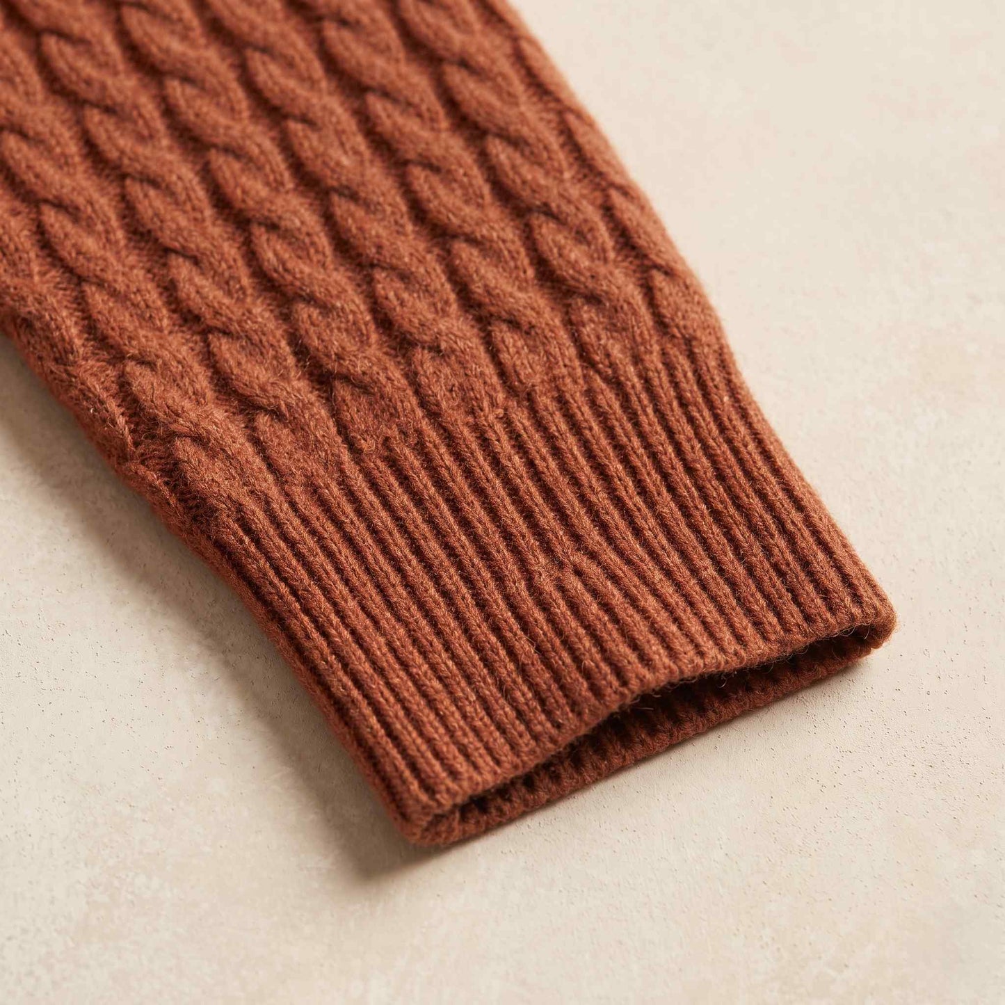 Men's cable-knit cashmere sweater, Atlas in Caramel - view 4