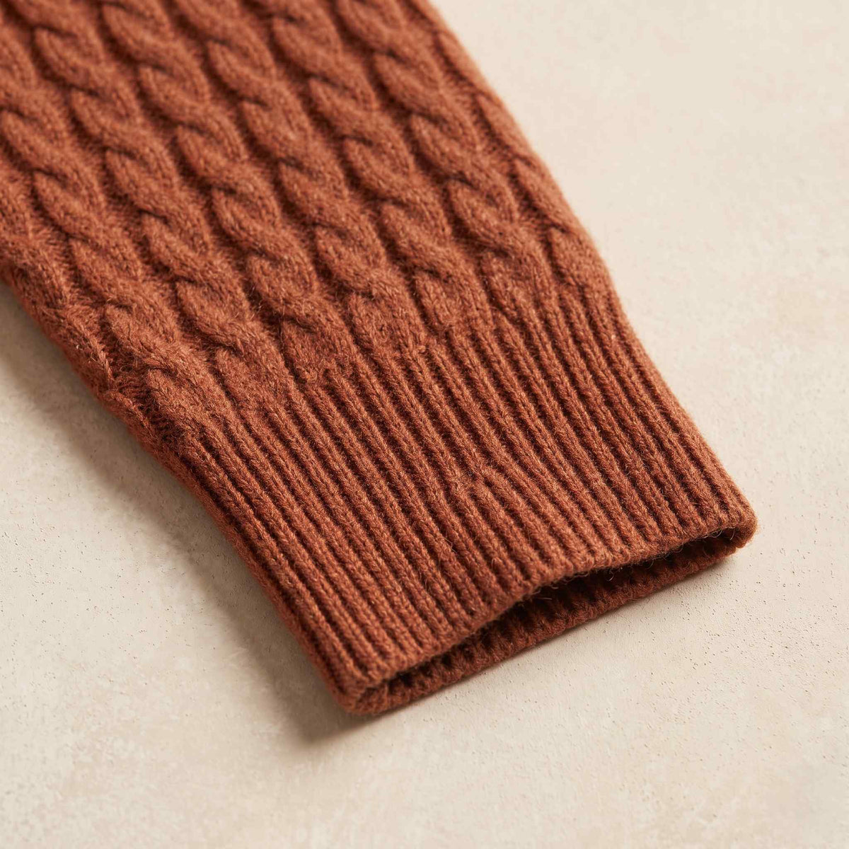 Men's cable-knit cashmere sweater, Atlas in Caramel - view 4