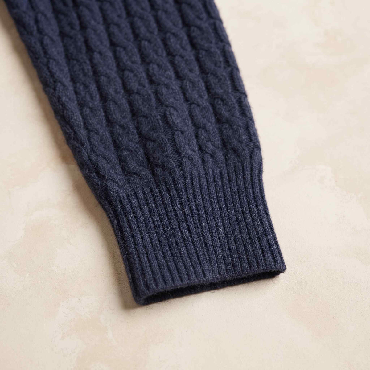 Men's cable-knit cashmere sweater, Atlas in Dark Navy - view 4