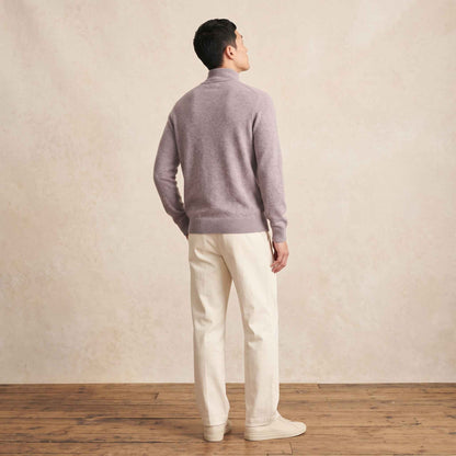 Men's cashmere half-zip sweater, Embrace in Fog - view 6