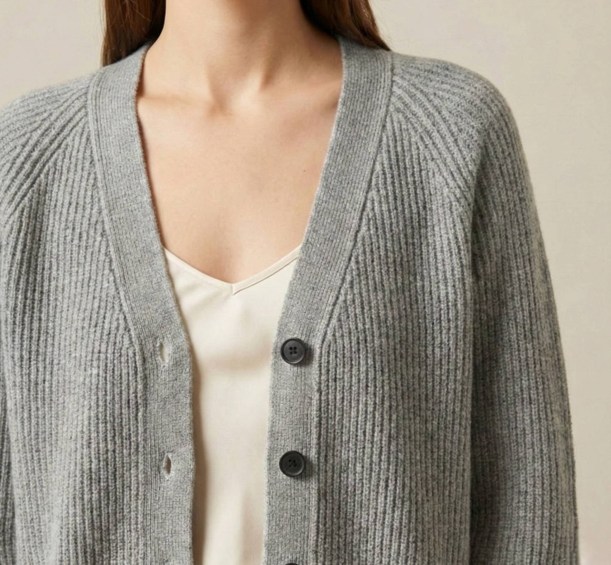 The Lhotse V-Neck Cardigan Undyed Himalayan Cashmere For Women