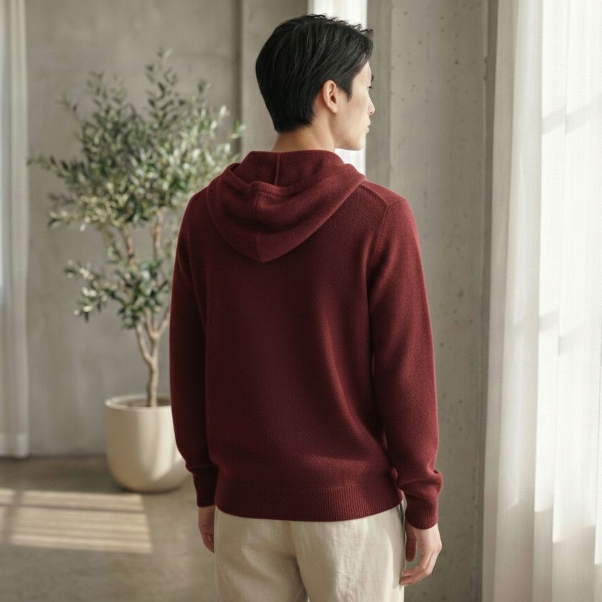 Wine Red Original Zip Hoodie | 100% Pure Himalayan Cashmere 