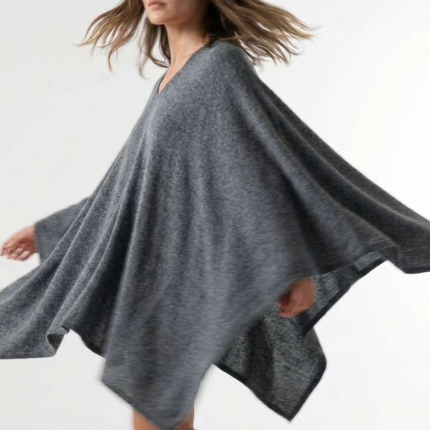 The V-Neck Poncho | 100% Undyed Pure Himalayan Cashmere