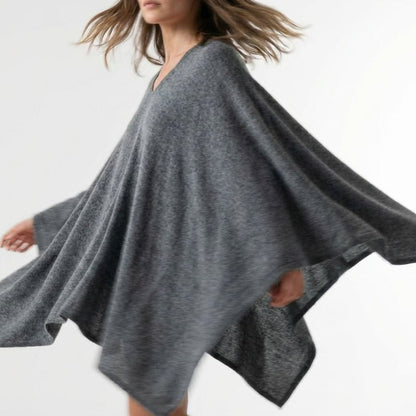 The V-Neck Poncho | 100% Undyed Pure Himalayan Cashmere