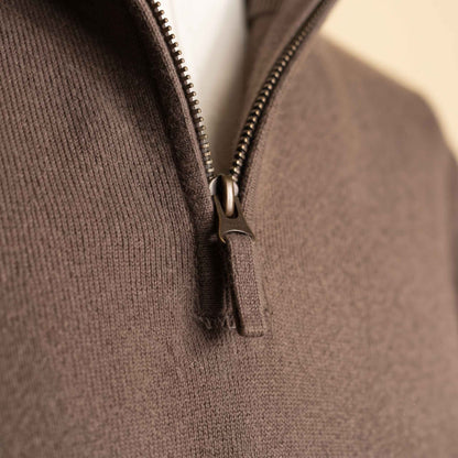 Men's cashmere half-zip sweater, Embrace in Brown - view 4