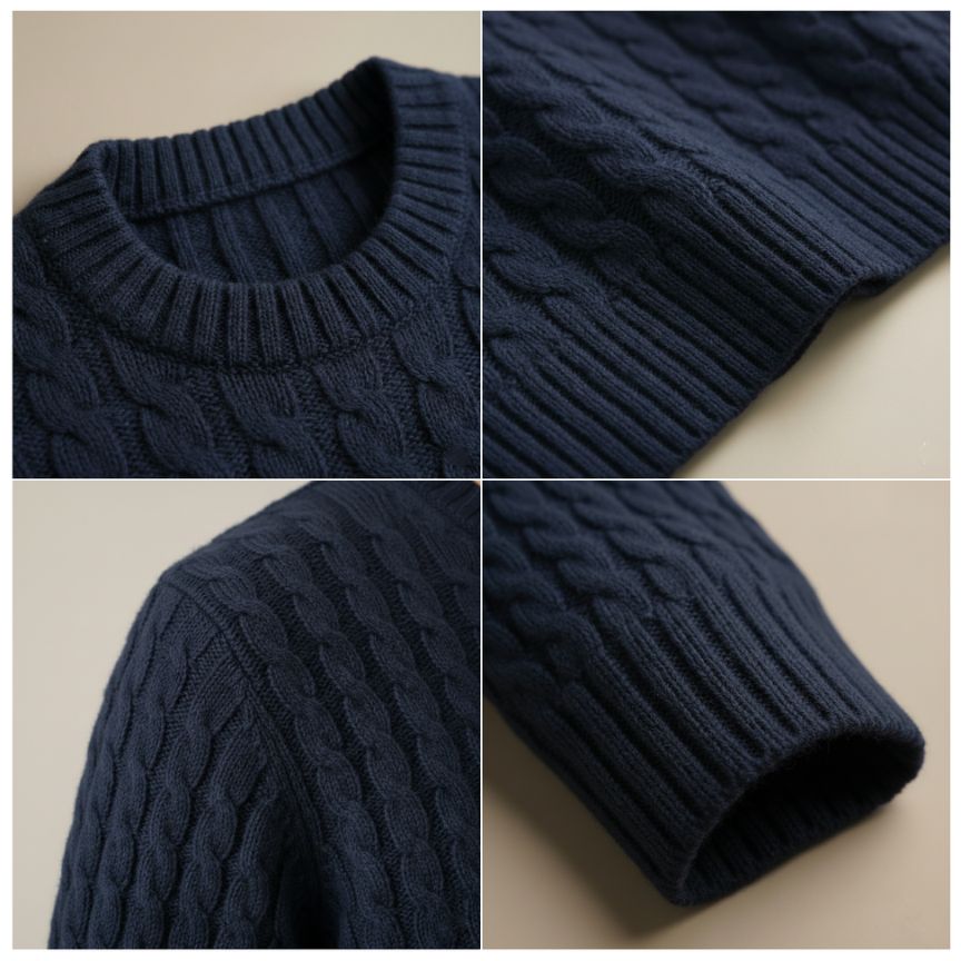 The Atlas Cable Sweater | Hand-Knitted Pure Himalayan Cashmere Dark Navy