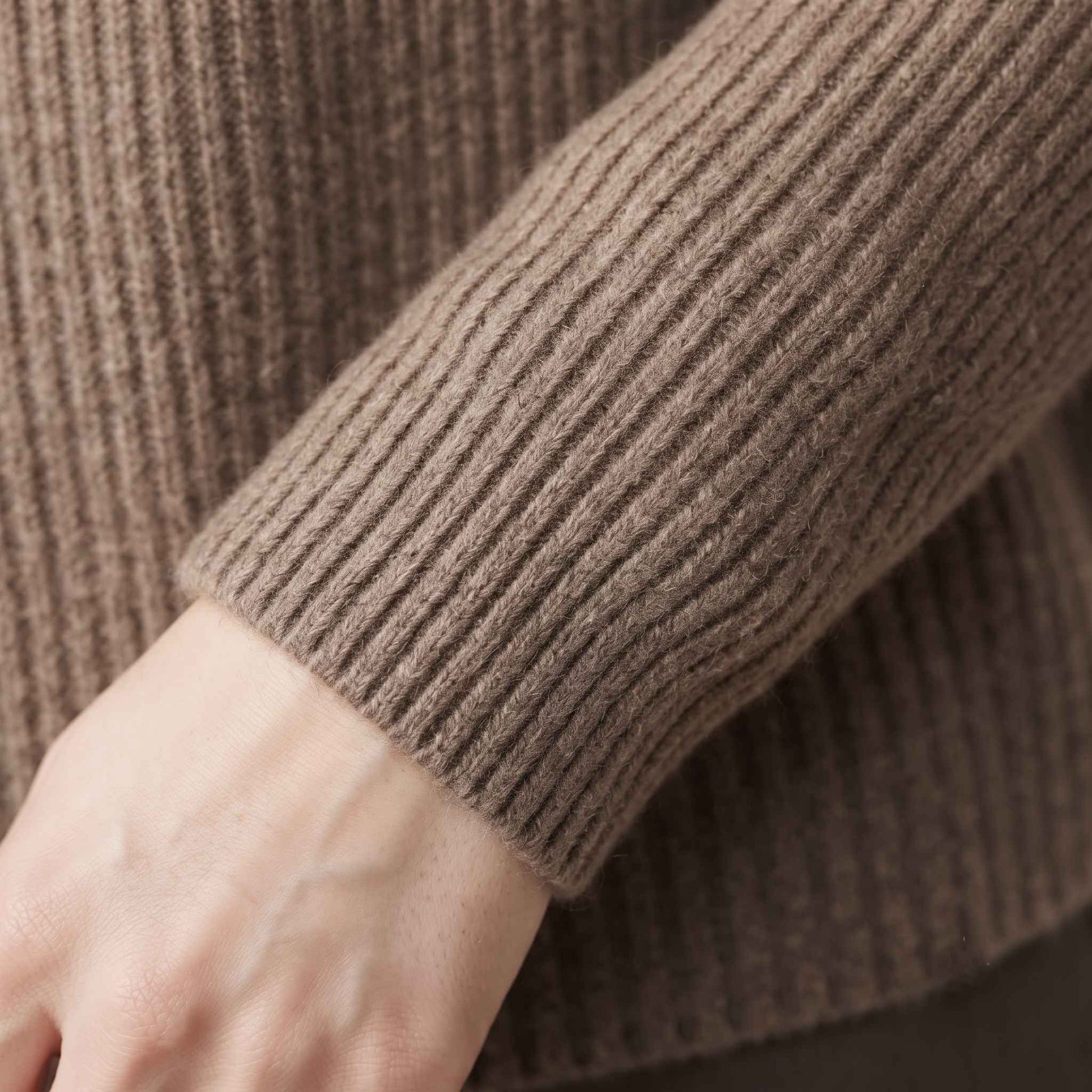 Women's Cashmere Sweater - Ella Ribbed in Toast Melange - view 3