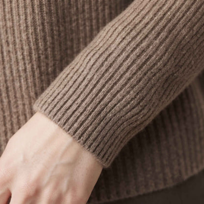 Women's Cashmere Sweater - Ella Ribbed in Toast Melange - view 3