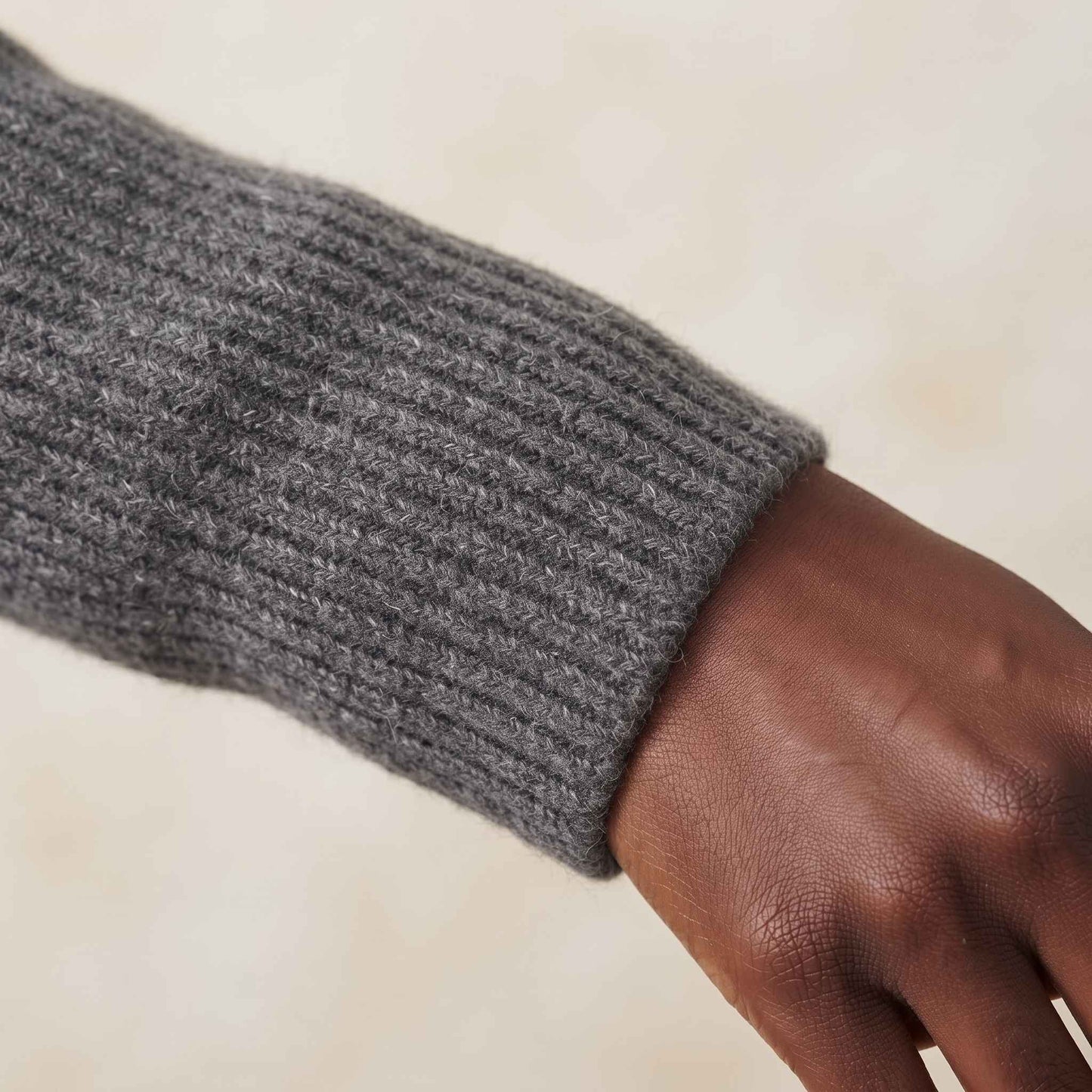Women's Cashmere Sweater - Ella Ribbed in Mid Grey Melange - view 2