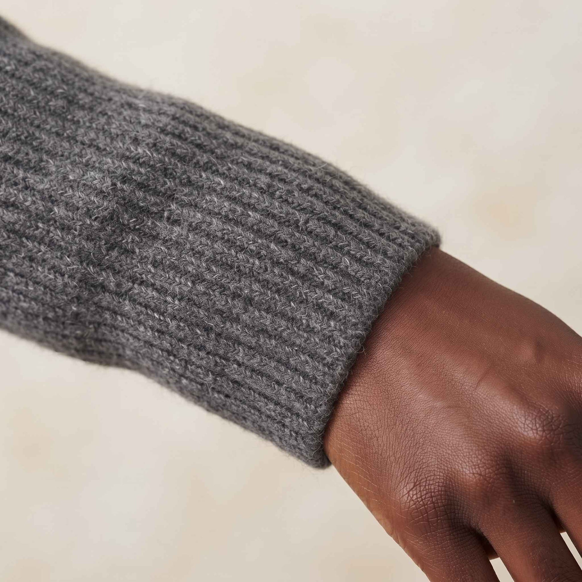 Women's Cashmere Sweater - Ella Ribbed in Mid Grey Melange - view 2
