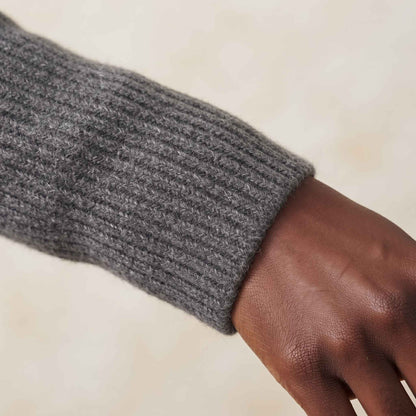 Women's Cashmere Sweater - Ella Ribbed in Mid Grey Melange - view 2