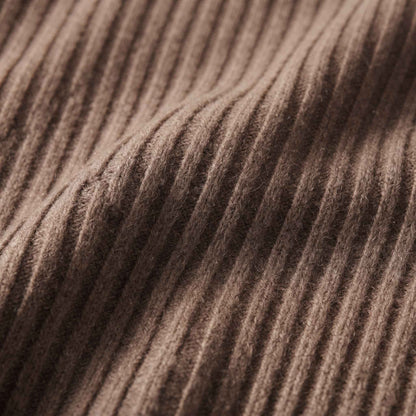 Women's heavyweight ribbed cashmere crewneck sweater in Brown — view 5