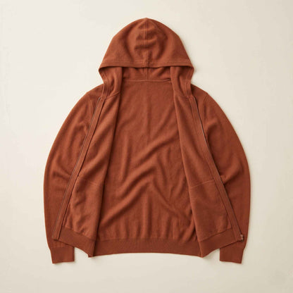 100% Cashmere Women's Zip Hoodie — 12-Gauge 2-Ply 16-Micron Himalayan Cashmere