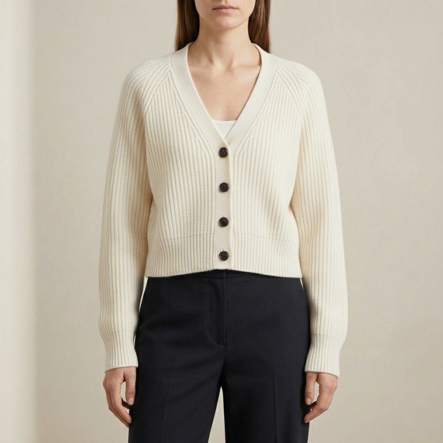 The Lhotse V-Neck Cardigan Chunky Knit Himalayan Cashmere For Women