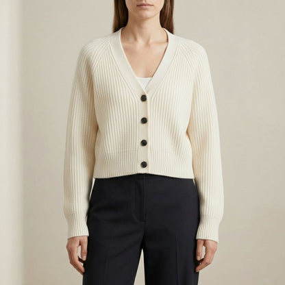 The Lhotse V-Neck Cardigan Chunky Knit Himalayan Cashmere For Women