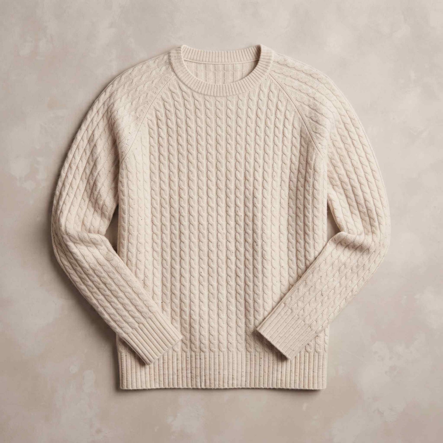 Women's cable-knit cashmere crewneck sweater, Grace in Off white - view 5
