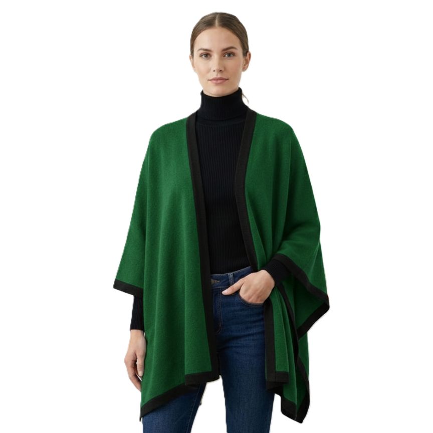 Himalayan Cashmere Artisan Cape For Women - Pine