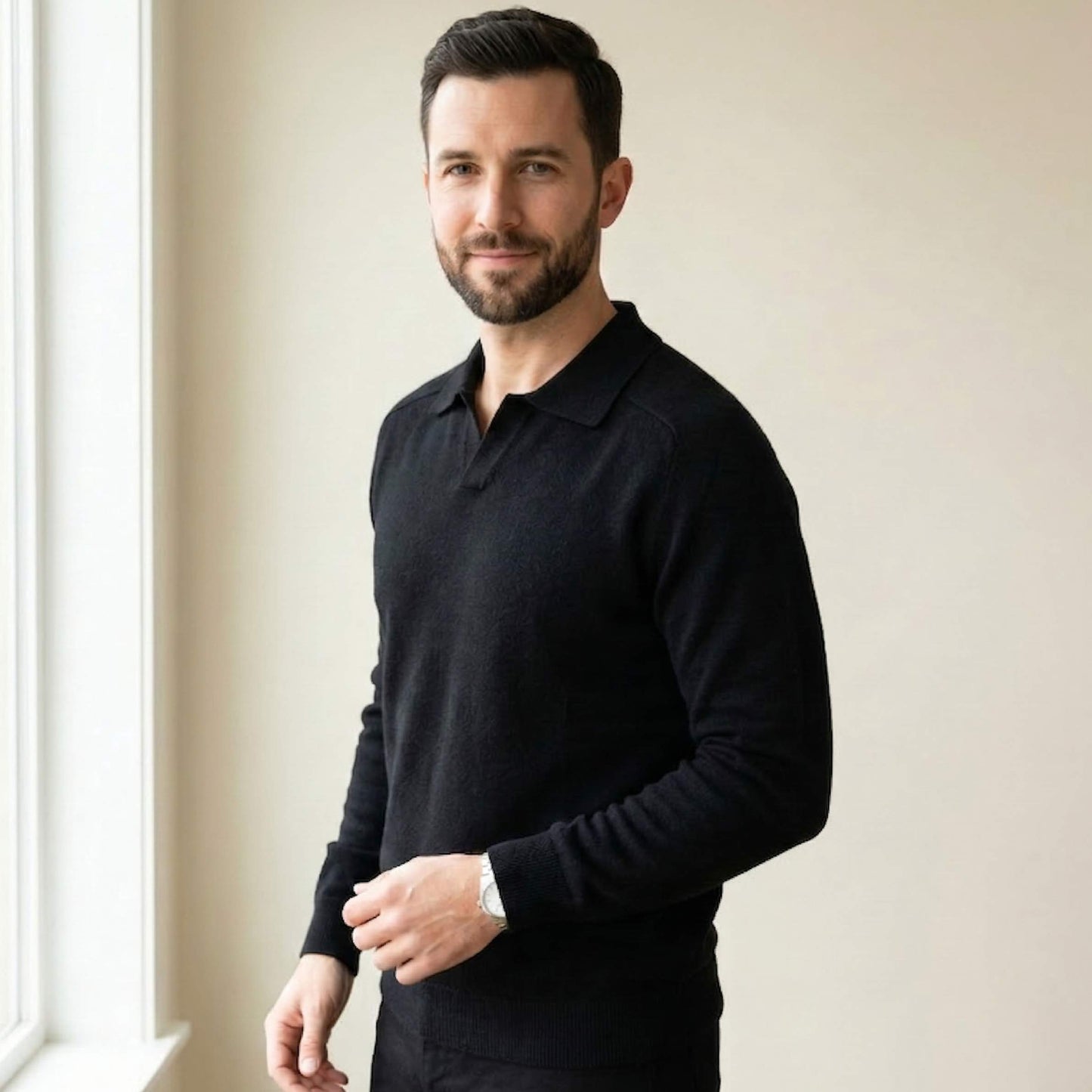 Pure Cashmere Polo Sweater | Men's Johnny Collar | 250g Himalayan Cashmere | Handcrafted in Nepal | Lumusae