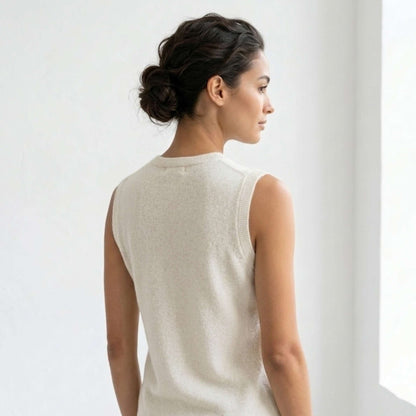 Pure Cashmere Sleeveless Shell Top | Crewneck Tank | Handcrafted in Nepal | Lumusae