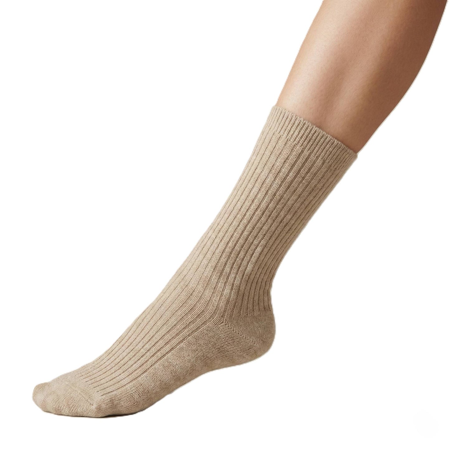 Pure Cashmere Knee Socks Women's | Solace Luxury | Handmade Beige One size Female
