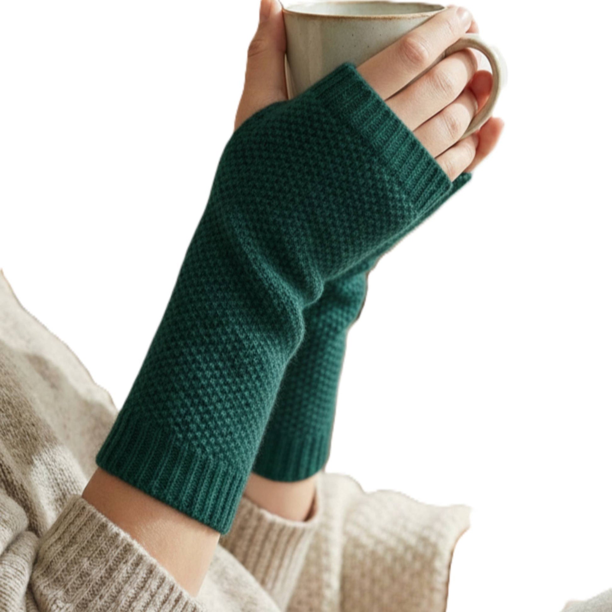 Whisper Cashmere Wrist Warmers | 100% Pure Himalayan Women's Pine