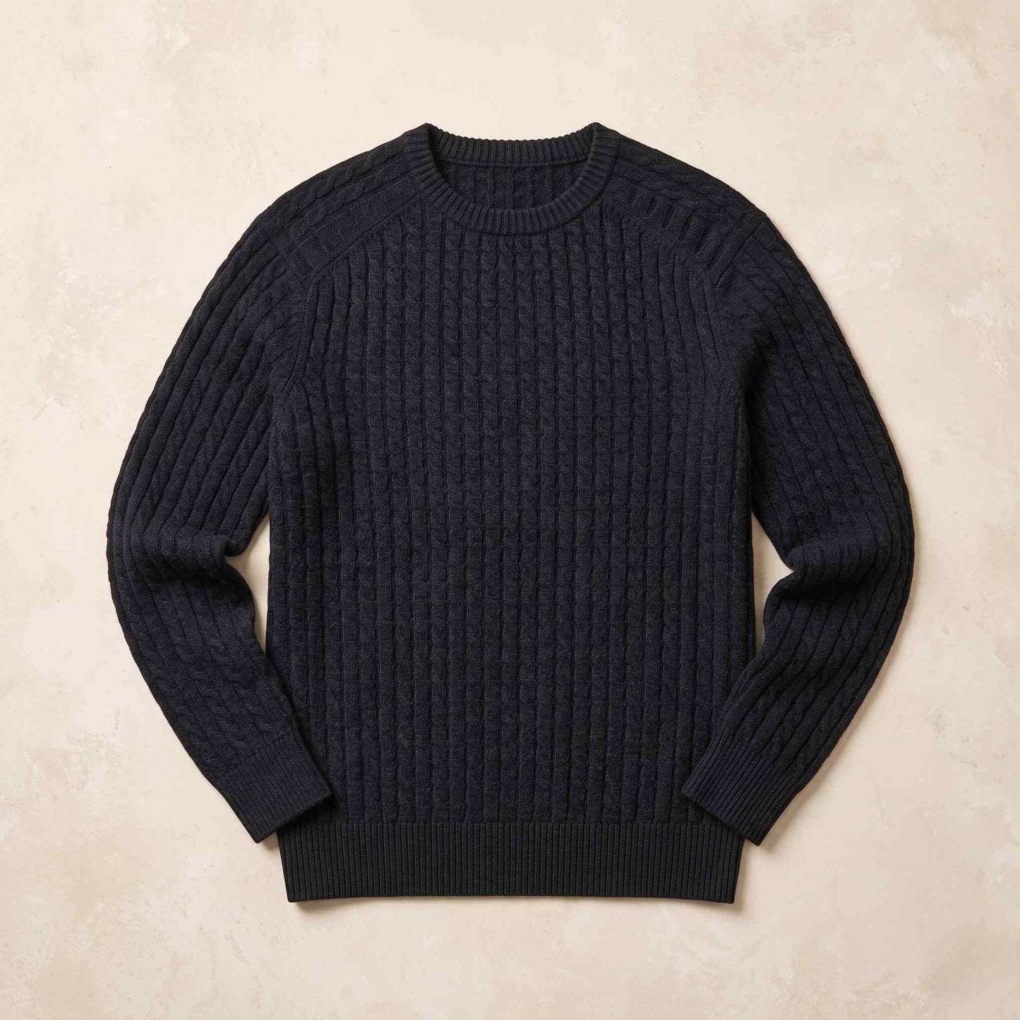 Men's cable-knit cashmere sweater, Atlas in Black - view 5